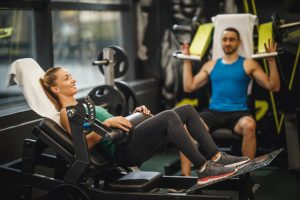 The woman is excited on her first day of workout.